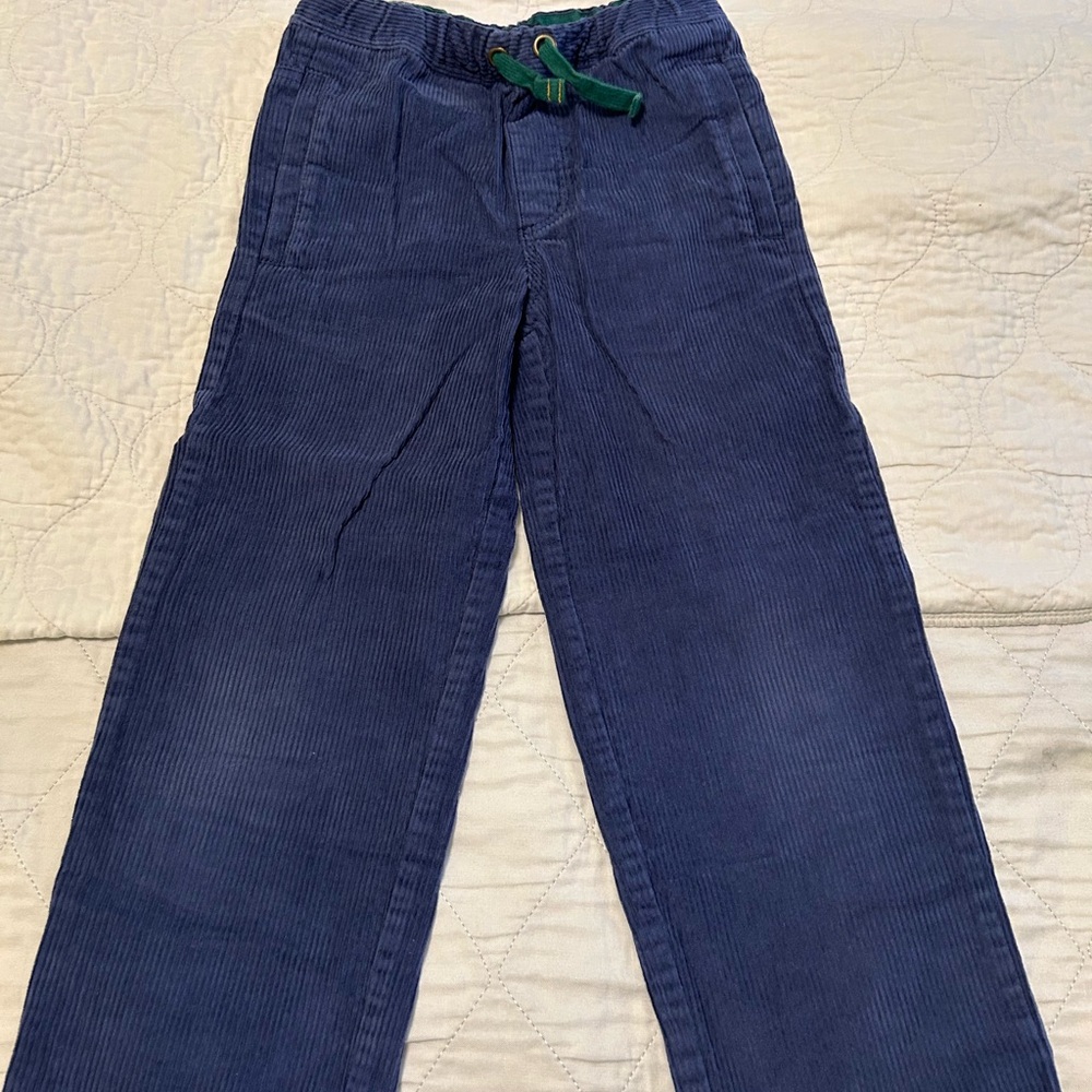 Mini Boden Blue Corduroy Pants with Green Tie